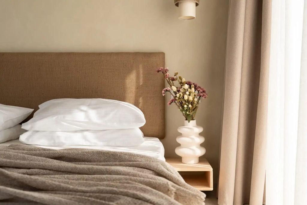 Bett im Açai Plant based Hotel